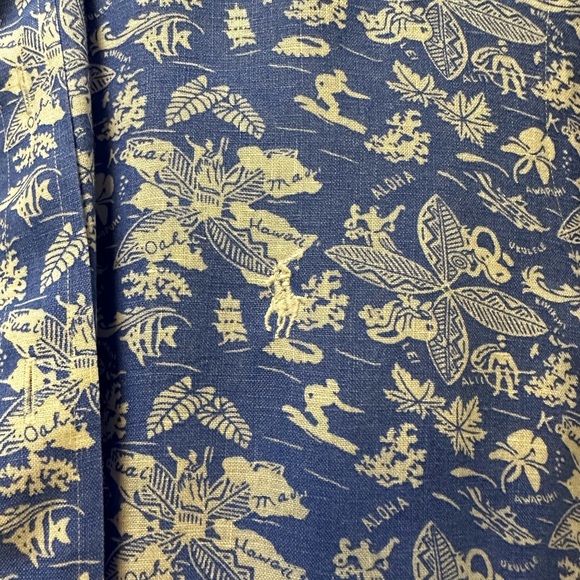 Cool Ralph Lauren Blue Linen Hawaiian style linen long sleeve button down shirt! - Picture 2 of 6